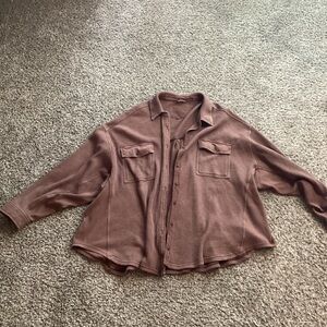 Aerie Women’s Casual Button Down Shirt - Brown